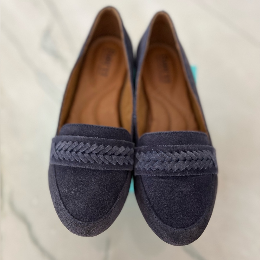 Born Blue Suede Loafer braided sz 6.5